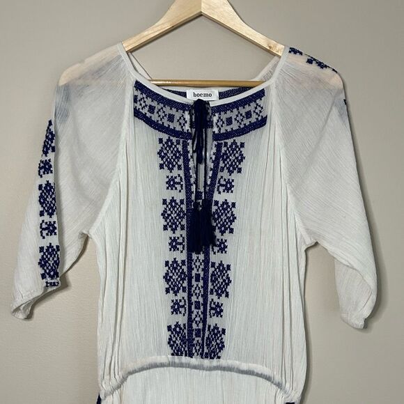 Anthropologie x Boemo Embroidered White Gauze Mini Dress Size Small - Picture 2 of 10